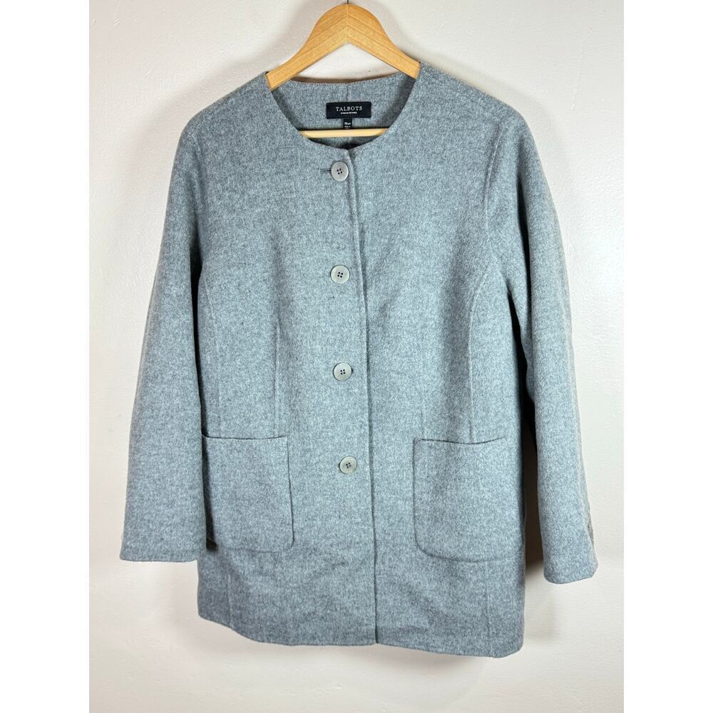 Talbots Women’s Wool Blend Jacket Gray Plus Size Lightweight Quiet Luxury 18WP